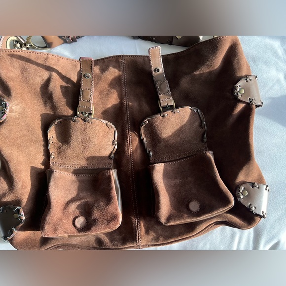 HYPE Suede LEATHER Slouch HOBO Buckle PURSE Bag - Picture 4 of 16